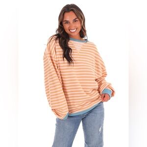 FREE PEOPLE CLASSIC STRIPED OVERSIZED CREWNECK NWT